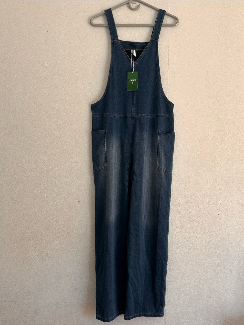 Halara Flex V Neck Pocket Washed Denim Casual Overalls Small - Picture 3 of 10